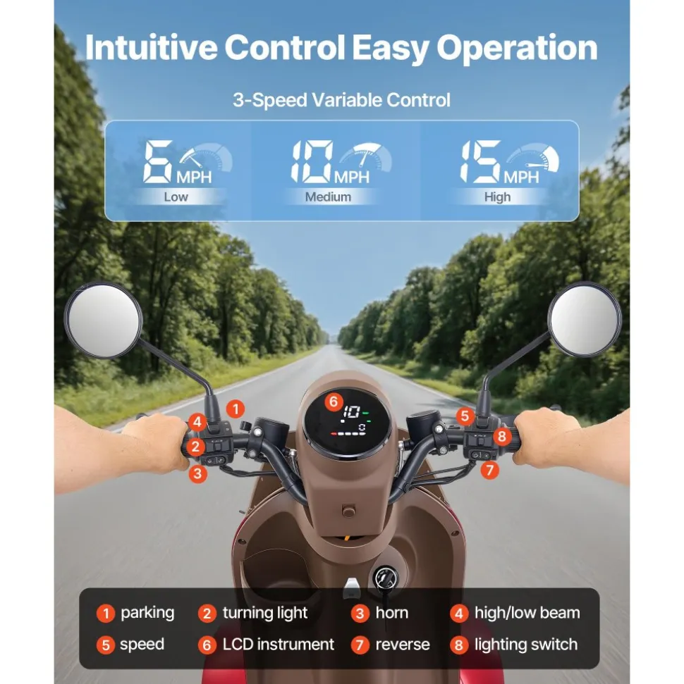 VEVOR Heavy Duty 4-Wheel Mobility Scooters for Seniors & Adults, 500lbs Capacity, 21.5 Miles 3-Speed Long Range, 1000W All Terrain Electric Recreational Scooter Wheelchair, 20° Max Climbing Capacity