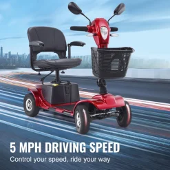 VEVOR Heavy-Duty 4 Wheel Mobility Scooter for Adults & Seniors - Folding Electric Powered Mobility Scooter & 12 Mile Long Range, All Terrain Travel Scooter with 9° Climbing Capacity, 265lb Capacity