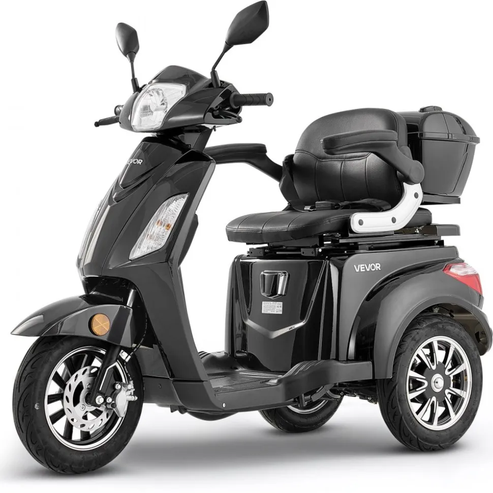 VEVOR Heavy Duty 3-Wheel Mobility Scooters for Seniors & Adults, 500lbs Capacity, 21.5 Miles 3-Speed Long Range, 1000W All Terrain Electric Recreational Scooter Wheelchair, 20° Max Climbing Capacity