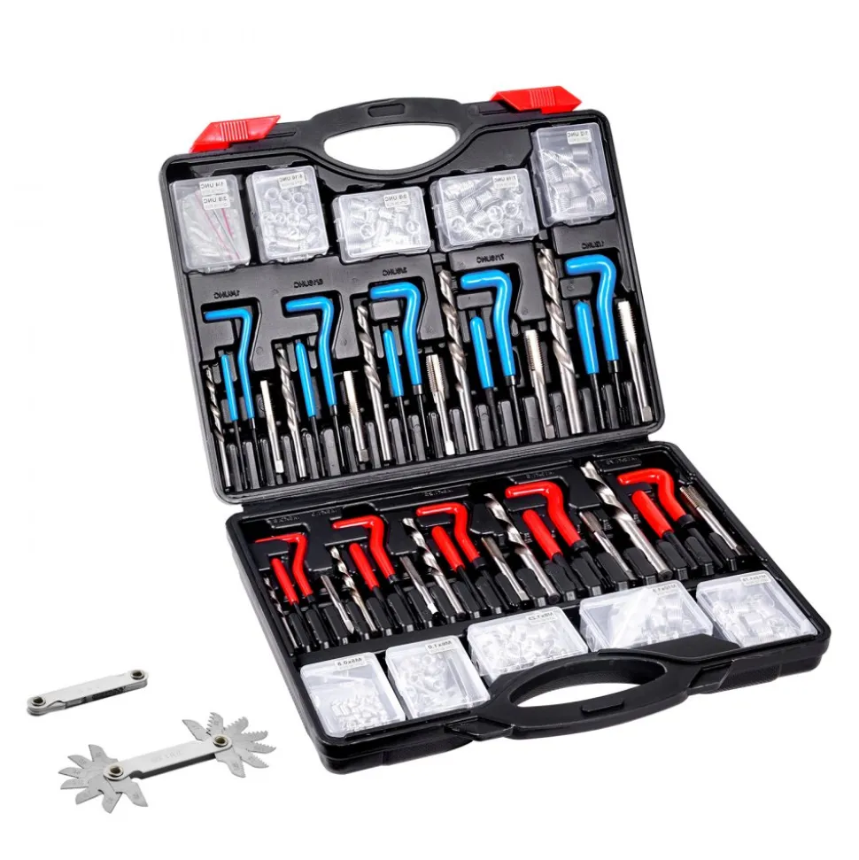 VEVOR Helicoil Thread Repair Kit, 338-Piece SAE and Metric Rethreading Tool Kit, M5, M6, M8, M10, M12, 1/4", 5/16", 3/8", 7/16", 1/2", HSS Drill Bits Thread Inserts Taps Breakoff Installation Tools