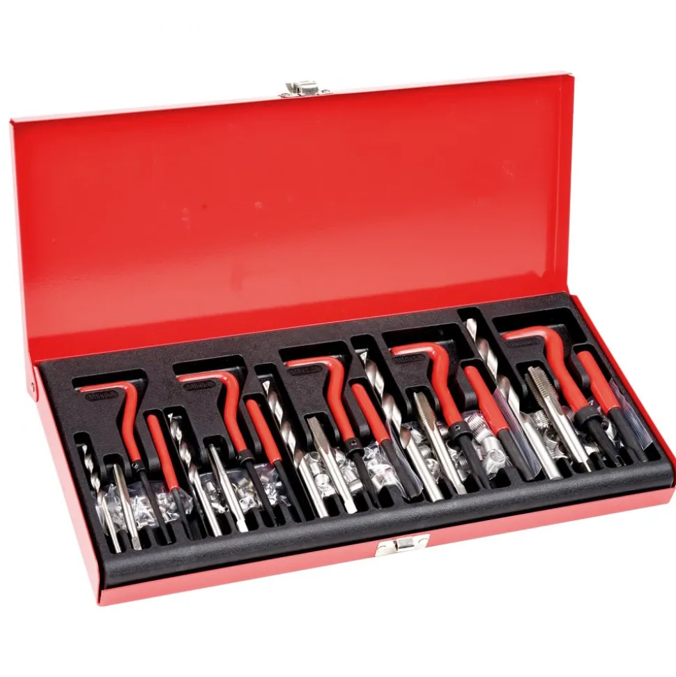 VEVOR Helicoil Thread Repair Kit, 166-Piece Metric HSS Drill Helicoil Repair Kit, M5 M6 M8 M10 M12 Heli Coil Rethreading Tool Kit with HSS Drill Bits Thread Inserts Taps Breakoff Installation Tools