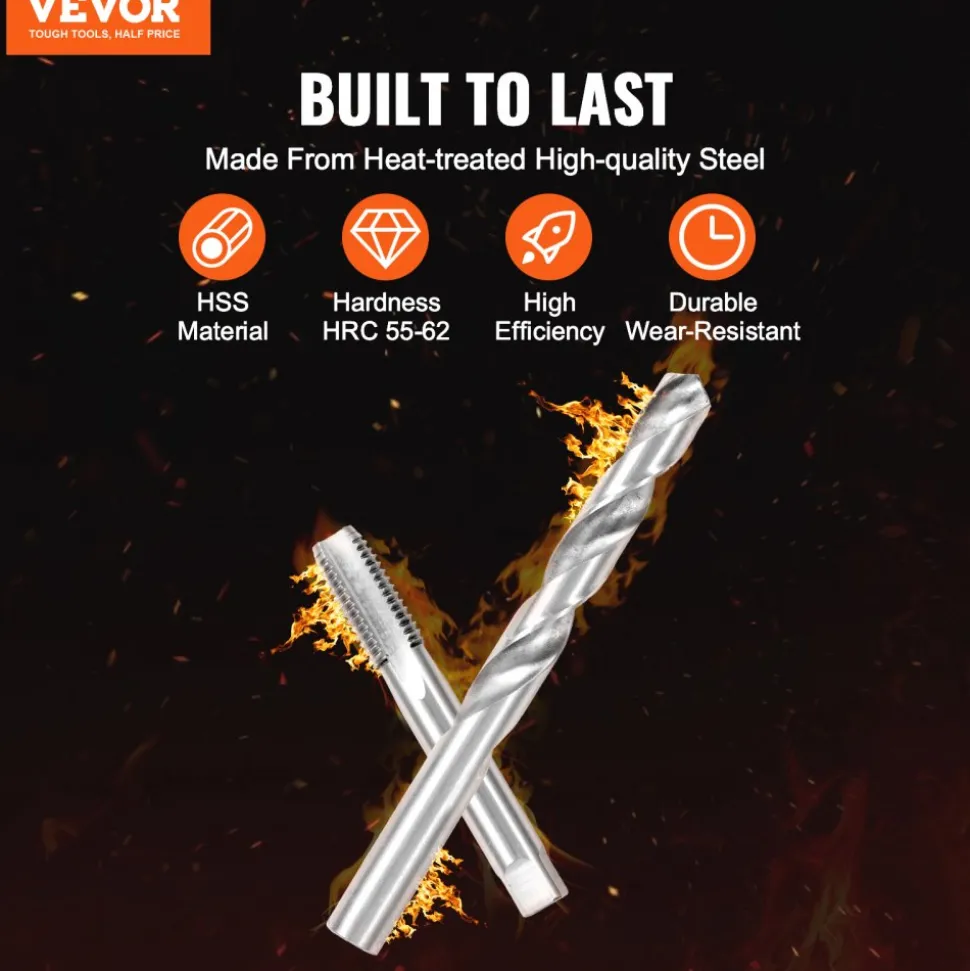 VEVOR Helicoil Thread Repair Kit, 166-Piece Metric HSS Drill Helicoil Repair Kit, M5 M6 M8 M10 M12 Heli Coil Rethreading Tool Kit with HSS Drill Bits Thread Inserts Taps Breakoff Installation Tools