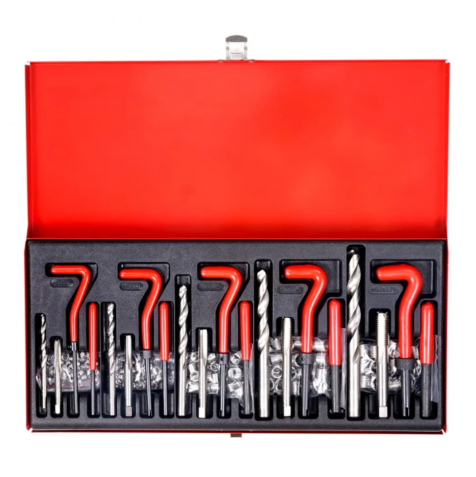 VEVOR Helicoil Thread Repair Kit, 166-Piece Metric HSS Drill Helicoil Repair Kit, M5 M6 M8 M10 M12 Heli Coil Rethreading Tool Kit with HSS Drill Bits Thread Inserts Taps Breakoff Installation Tools