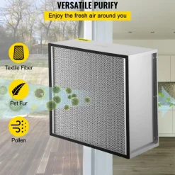 VEVOR HEPA Replacement Filter, 24''x24''x11.5'' AC Filter, True HEPA Pleated Air Filter, Air Filter Replacement with Galvanized Frame, 99.97% Standard Filter Compatible for HEPA Filter Novair 20