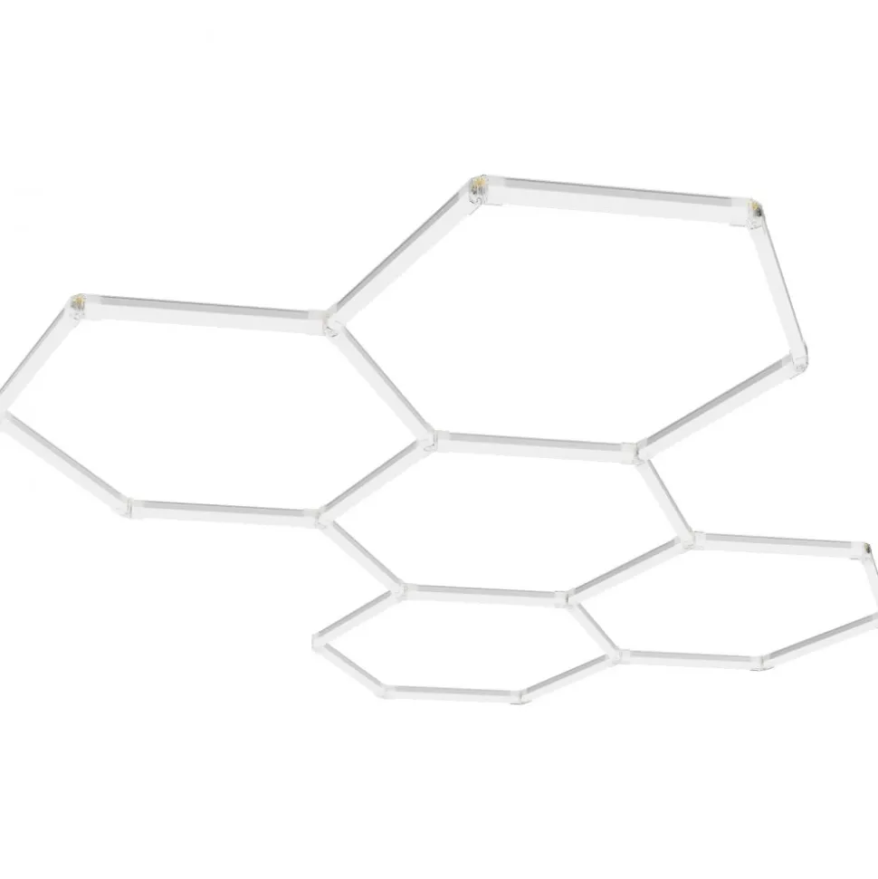 VEVOR Hexagon Garage Lights, 26400LM, 6500K 5 Grid Systems Honeycomb Hexagonal Garage LED Lights, DIY Cool White Car Detailing Garage Ceiling Lighting Bright Shop Light for Gym Basement Workshop