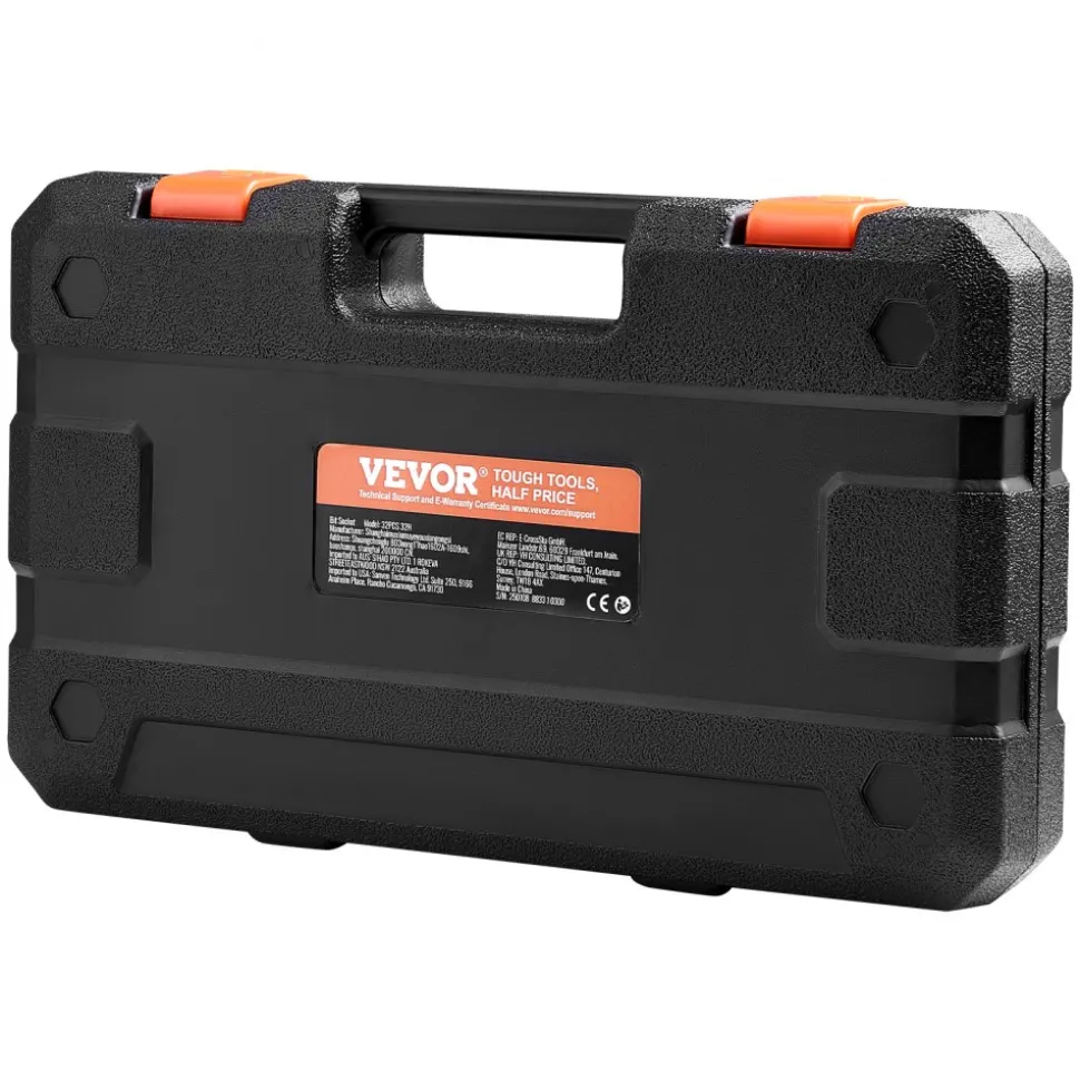 VEVOR Hex Bit Socket Set, 32-Piece, S2 Alloy Steel and Cr-V Steel, Standard SAE and Metric, 1/4 in, 3/8 in, and 1/2 in Drives, with Enhanced Storage Case, Allen Socket Set for Mechanics, Auto Repair