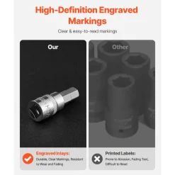 VEVOR Hex Bit Socket Set, 32-Piece, S2 Alloy Steel and Cr-V Steel, Standard SAE and Metric, 1/4 in, 3/8 in, and 1/2 in Drives, with Enhanced Storage Case, Allen Socket Set for Mechanics, Auto Repair