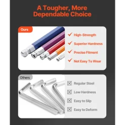 VEVOR Hex Key Allen Wrench Set, 22 pcs SAE (0.050-3/8 in) and Metric (1.5-10 mm), Color Coding Allen Wrenches Sets with Ball End, Long Arm L-Shaped Hex Key for Bicycle, Household, Automobile Repair