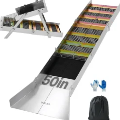 VEVOR High Banker Gold Sluice, 50" 2-in-1 Folding Highbanker Sluice Box, Aluminum Alloy, Portable Mining Equipment with Drawstring Backpack and Gloves, for Gold Prospecting in Creek, High Bank, River