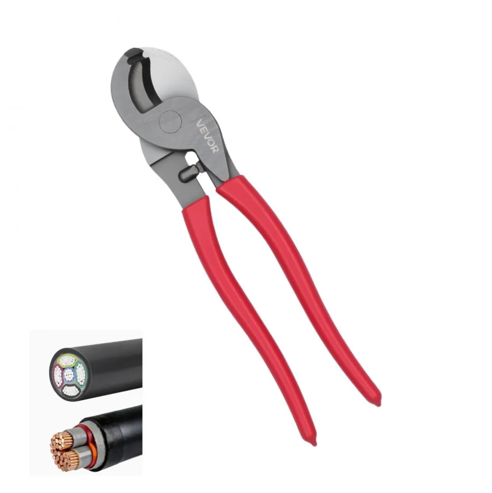 VEVOR High Leverage Cable Cutter, 9-1/4 in Compact, Forged Blades and PVC-Coated Handles, Heavy Duty Cable Cutting Pliers Tool for 4/0 AWG Aluminum, 2/0 AWG Soft Copper and 100-Pair 24AWG Comm Cables