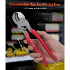 VEVOR High Leverage Cable Cutter, 9-1/4 in Compact, Forged Blades and PVC-Coated Handles, Heavy Duty Cable Cutting Pliers Tool for 4/0 AWG Aluminum, 2/0 AWG Soft Copper and 100-Pair 24AWG Comm Cables