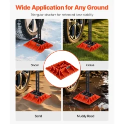 VEVOR High Lift Jack Base and Handle Keeper, 11.6" x 11.6" Off Road Jack Stand Base with 7000 Pound Capacity, Heavy-Duty Farm Jacks Support Stand for Most Jacks with 7.3" x 4.7" Base, Red