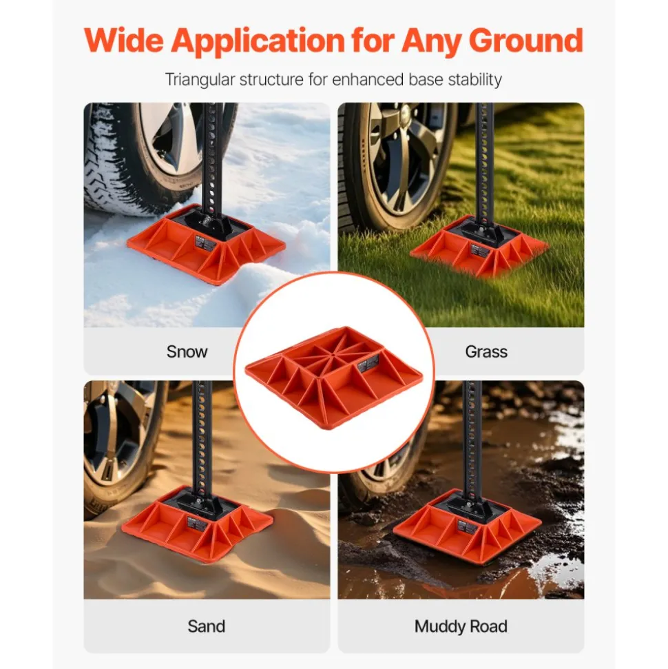 VEVOR High Lift Jack Base and Handle Keeper, 11.6" x 11.6" Off Road Jack Stand Base with 7000 Pound Capacity, Heavy-Duty Farm Jacks Support Stand for Most Jacks with 7.3" x 4.7" Base, Red