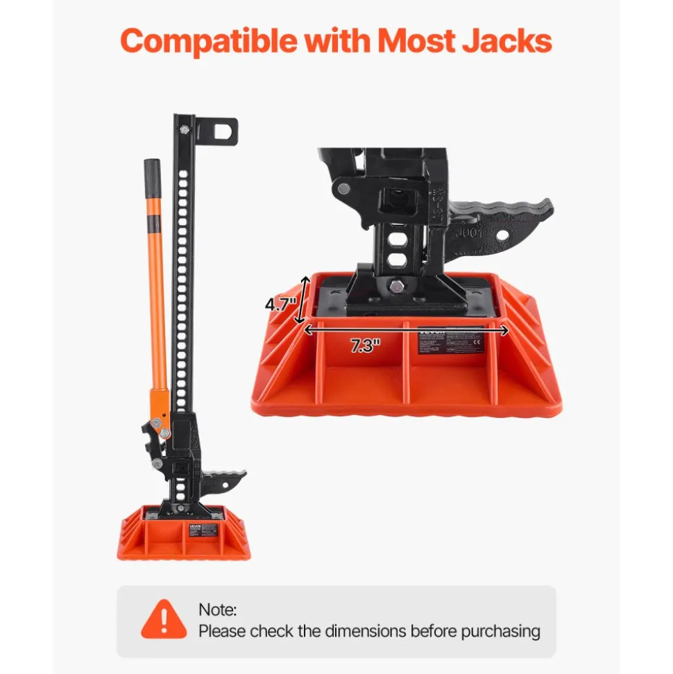 VEVOR High Lift Jack Base and Handle Keeper, 11.6" x 11.6" Off Road Jack Stand Base with 7000 Pound Capacity, Heavy-Duty Farm Jacks Support Stand for Most Jacks with 7.3" x 4.7" Base, Red