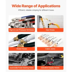 VEVOR High Pressure Hydraulic Hose Crimper, Manual Hose Crimping Tool with 8 Dies & 0.24