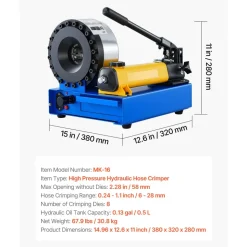 VEVOR High Pressure Hydraulic Hose Crimper, Manual Hose Crimping Tool with 8 Dies & 0.24