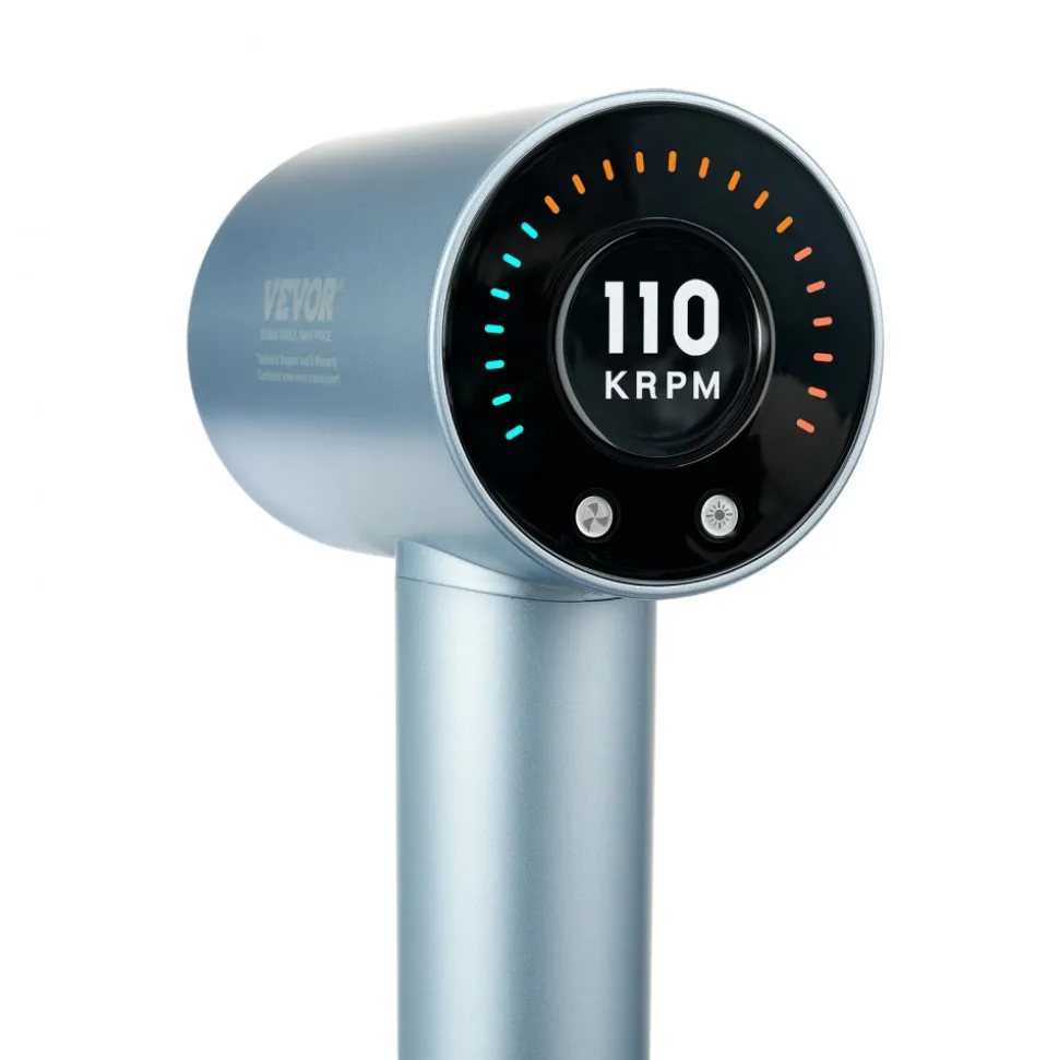 VEVOR High-Speed Hair Dryer with 105,000RPM Brushless Motor, 200 Million Negative Ions Hair Blow Dryer, 4 Temps & 3 Speeds, LCD Display Thermo-Control Hairdryer with Diffuser & Nozzle for Home Travel