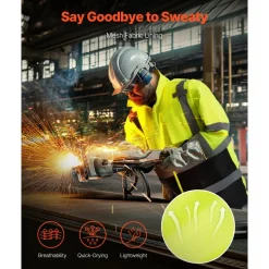 VEVOR High Visibility Reflective Safety Jacket, Waterproof Safety Hoodie, Work Construction Coat with Pockets for Men & Women, Rain Gear Meet ANSI & Class 3, Hi Vis Yellow Coat with Black Bottom, L