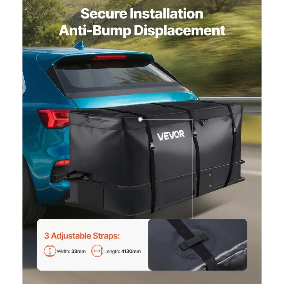 VEVOR Hitch Cargo Carrier Bag, Waterproof 840D PVC, 60.24 x 24.02 x 35.94 in (30 Cubic Feet), Heavy Duty Cargo Bag for Truck Bed Storage with Reinforced Straps, Suitable for Car SUV Vans Hitch Basket