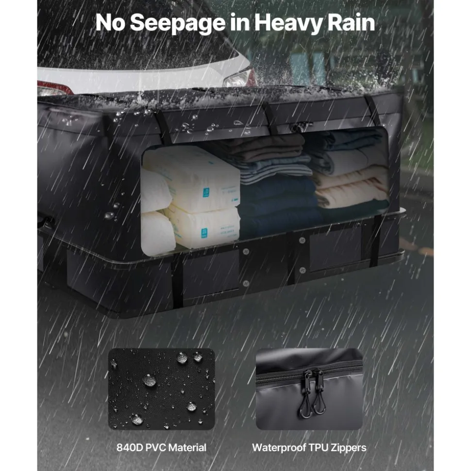 VEVOR Hitch Cargo Carrier Bag, Waterproof 840D PVC, 60.24 x 24.02 x 35.94 in (30 Cubic Feet), Heavy Duty Cargo Bag for Truck Bed Storage with Reinforced Straps, Suitable for Car SUV Vans Hitch Basket