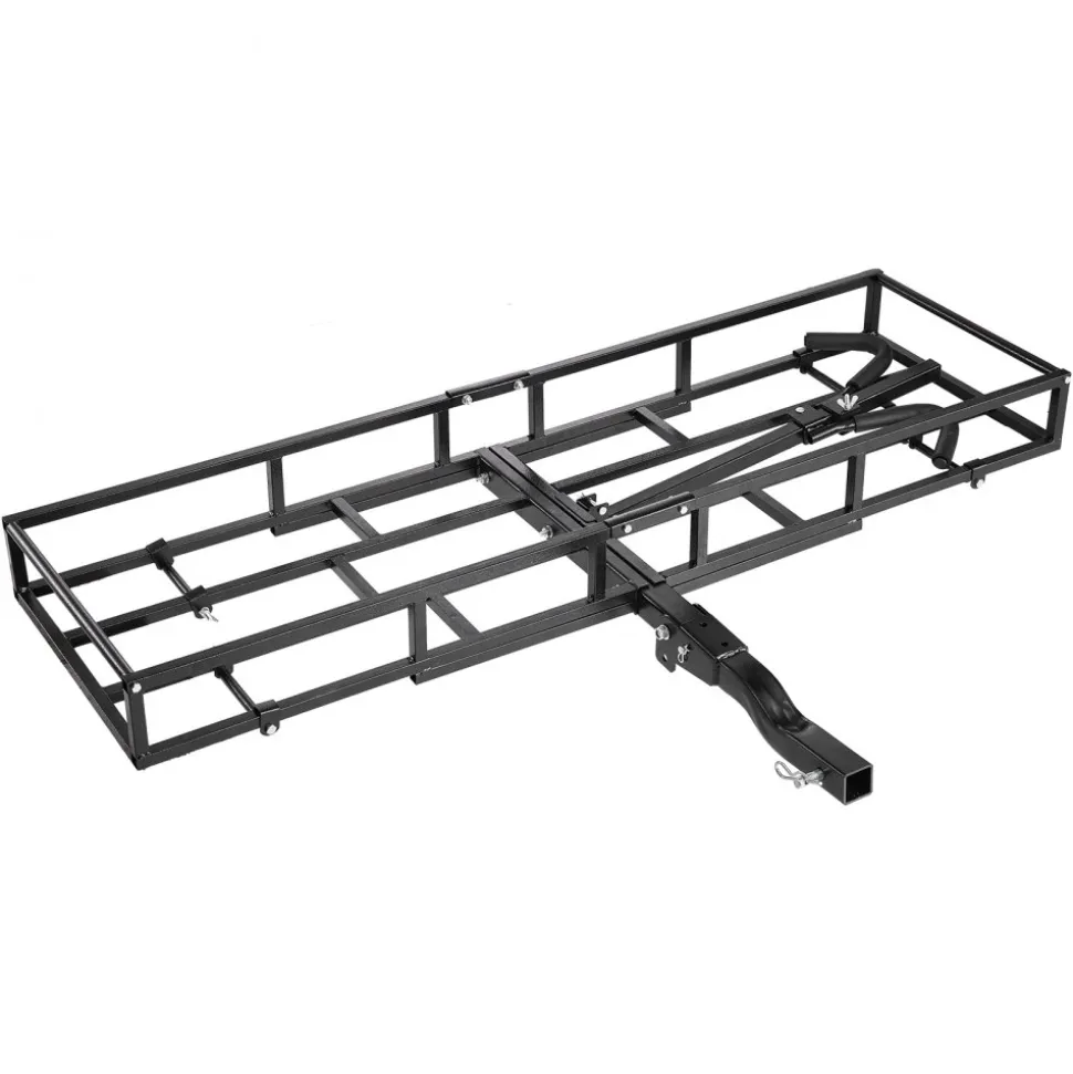 VEVOR Hitch Cargo Carrier Bike Rack, 66" x 20" x 6" Folding Hitch Mount Cargo Carrier for 2 Fat Tire/Mountain Bikes, 500LBS Capacity High-Strength Steel Luggage Basket Fits 2" Receiver for SUV Pickups