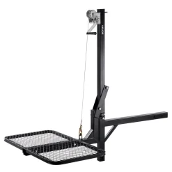 VEVOR Hitch Deer Hoist with Lifting System Platform, 300 lbs Load Capacity, Game Hoist Winch Lift with 2-inch Receiver, 360-Degree Swivel Shaft & Foldable, Hitch-Mounted Deer Hanger for Moving Game