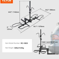 VEVOR Hitch Mount Bike Rack, 2-Bike Platform Style, 160 LBS Max Capacity Bike Rack Hitch for 2-inch Receiver, Titling and Folding Bike Carrier with Tires up to 5" Wide, for Car, SUV, Truck, RV