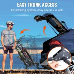 VEVOR Hitch Mount Bike Rack, 2-Bike Platform Style, 160 LBS Max Capacity Bike Rack Hitch for 2-inch Receiver, Titling and Folding Bike Carrier with Tires up to 5