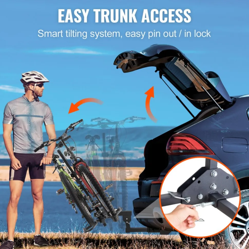VEVOR Hitch Mount Bike Rack, 2-Bike Platform Style, 160 LBS Max Capacity Bike Rack Hitch for 2-inch Receiver, Titling and Folding Bike Carrier with Tires up to 5" Wide, for Car, SUV, Truck, RV