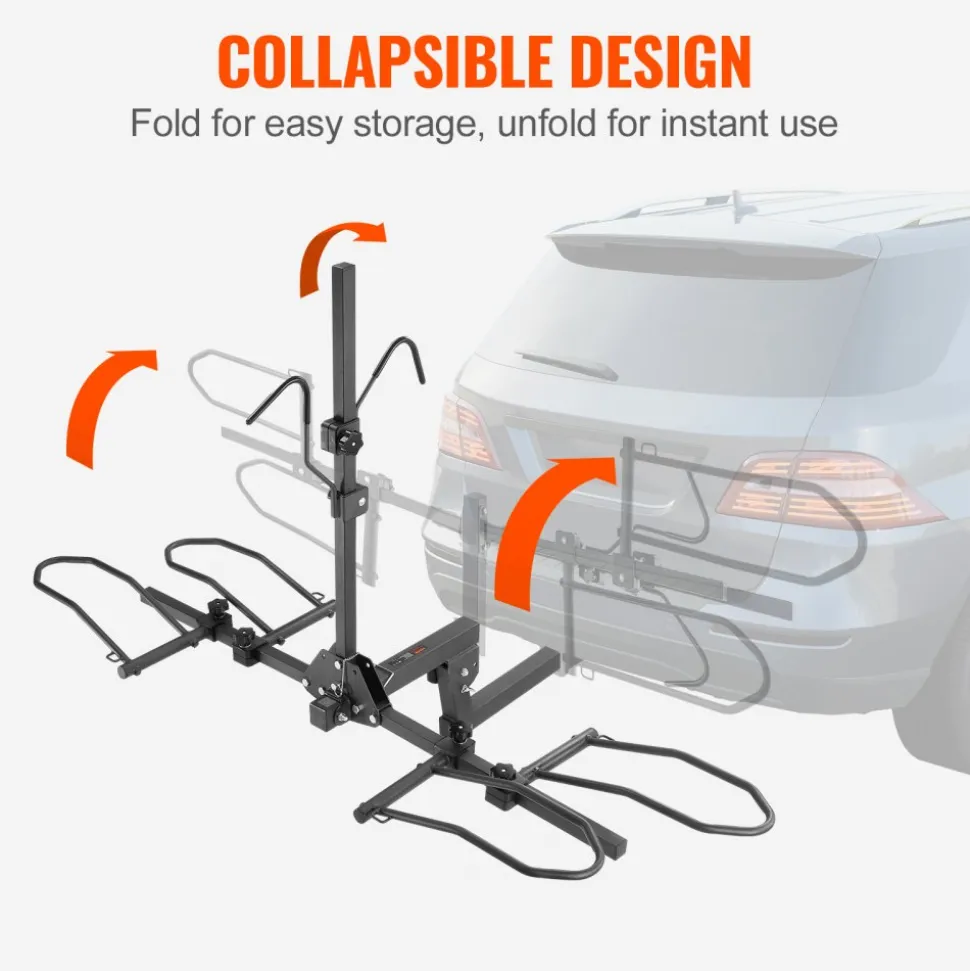 VEVOR Hitch Mount Bike Rack, 2-Bike Platform Style, 160 LBS Max Capacity Bike Rack Hitch for 2-inch Receiver, Titling and Folding Bike Carrier with Tires up to 5" Wide, for Car, SUV, Truck, RV