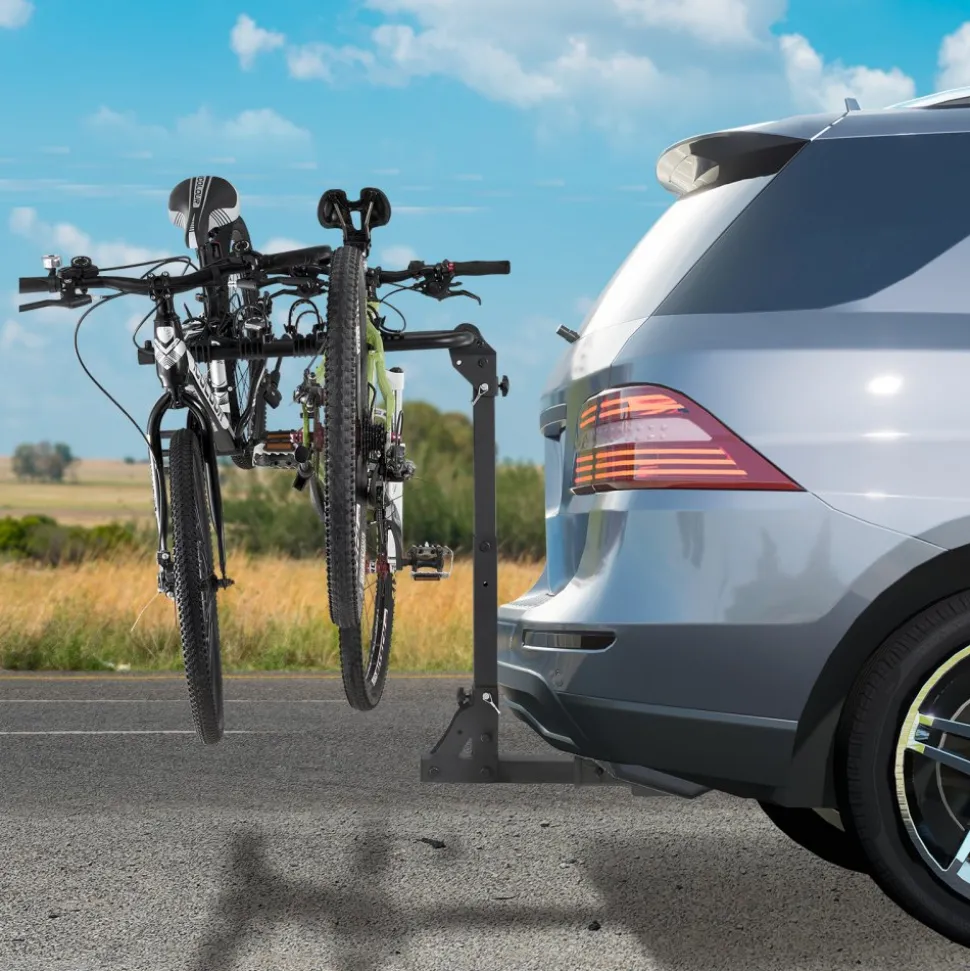 VEVOR Hitch Mount Bike Rack, 4-Bike Carrier Rack, 150 LBS Capacity Bike Rack Hitch for 2-inch Receiver, Titling and Folding Bike Carrier with No-Wobble U Bolt and Strap, for Car, SUV, Truck, RV