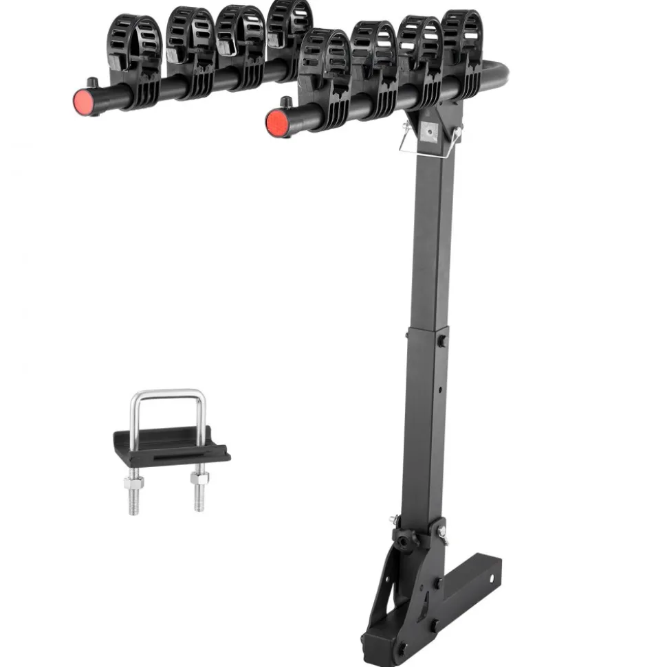 VEVOR Hitch Mount Bike Rack, 4-Bike Carrier Rack, 150 LBS Capacity Bike Rack Hitch for 2-inch Receiver, Titling and Folding Bike Carrier with No-Wobble U Bolt and Strap, for Car, SUV, Truck, RV