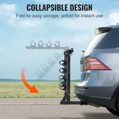 VEVOR Hitch Mount Bike Rack, 4-Bike Carrier Rack, 150 LBS Capacity Bike Rack Hitch for 2-inch Receiver, Titling and Folding Bike Carrier with No-Wobble U Bolt and Strap, for Car, SUV, Truck, RV