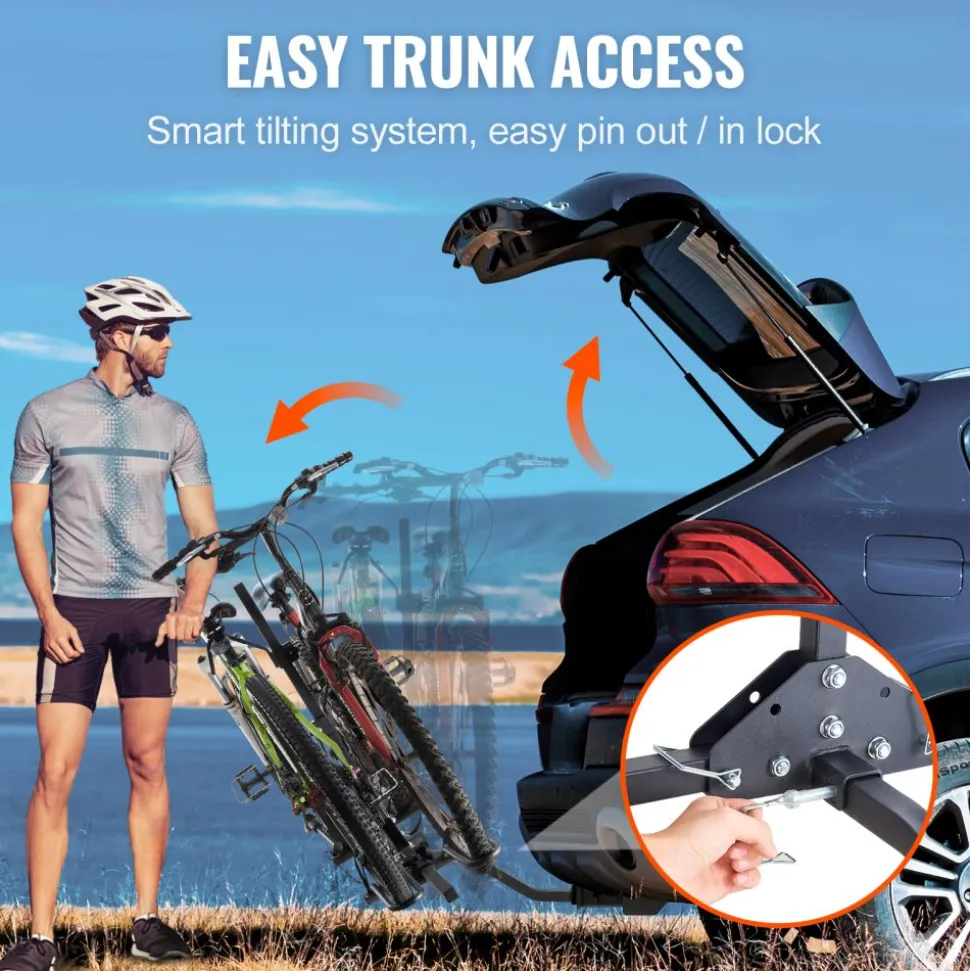 VEVOR Hitch Mount Bike Rack, 2-Bike Platform Style, 80 LBS Max Capacity Bike Rack Hitch for 1.25-/2-inch Receiver, Titling and Folding Bike Carrier with Tires up to 2.4" Wide, for Car, SUV, Truck, RV