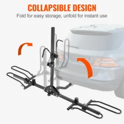 VEVOR Hitch Mount Bike Rack, 2-Bike Platform Style, 80 LBS Max Capacity Bike Rack Hitch for 1.25-/2-inch Receiver, Titling and Folding Bike Carrier with Tires up to 2.4