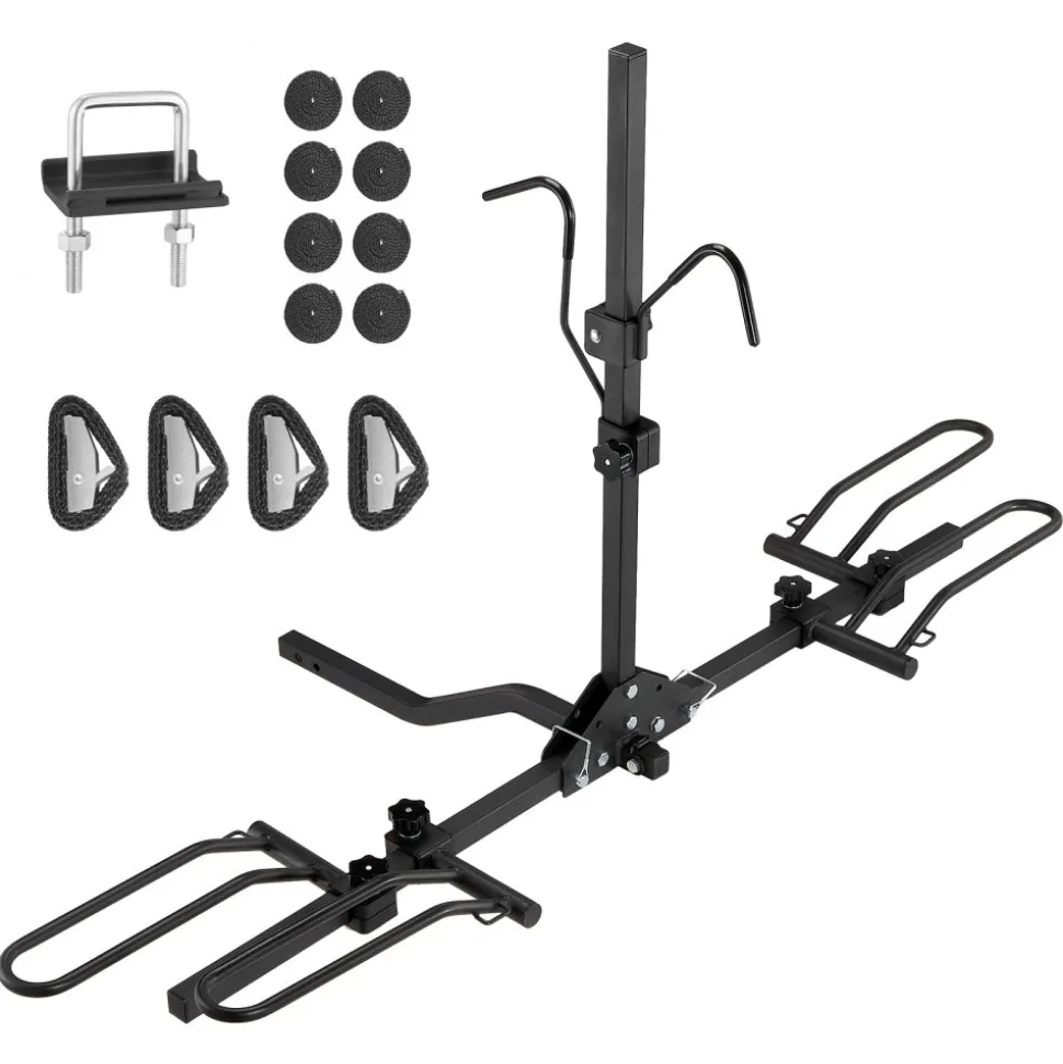 VEVOR Hitch Mount Bike Rack, 2-Bike Platform Style, 80 LBS Max Capacity Bike Rack Hitch for 1.25-/2-inch Receiver, Titling and Folding Bike Carrier with Tires up to 2.4" Wide, for Car, SUV, Truck, RV