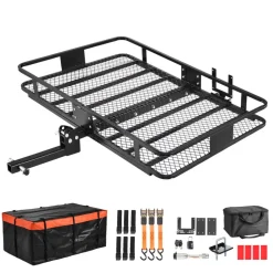 VEVOR Hitch Mount Cargo Carrier, 60" x 36" x 6" Folding Rear Luggage Rack Basket with Waterproof Cargo Bag, 500LBS Capacity High-Strength Steel Hitch Cargo Carrier Basket Fits 2" Receiver for SUV Pickups