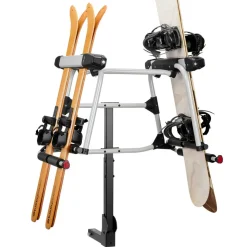 VEVOR Hitch Mounted Ski & Snowboard Rack, Fits 2-Inch Receiver, Carries up to 6 Pairs of Skis or 4 Snowboards, Hitch-Mounted Rack for Car with Key Lock, Security Strap, Tilt Access, Rubber Padding