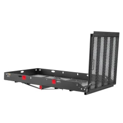 VEVOR Hitch Mount Wheelchair Carrier Height Adjustable, 500LBS Steel Mobility Scooter Carrier Cargo Basket with Double-Folding Ramp & Stabilizer, Fits 2