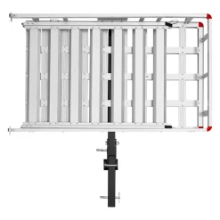 VEVOR Hitch Mount Wheelchair Carrier Height Adjustable, 500LBS Steel Mobility Scooter Carrier Cargo Basket with Folding Ramp & Stabilizer Kit, Fits 2