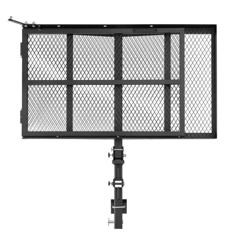 VEVOR Hitch Mount Wheelchair Carrier Height Adjustable, 500LBS Steel Mobility Scooter Carrier Cargo Basket with Folding Ramp & Stabilizer Kit, Fits 2" Hitch Receiver for Truck SUV Car, 46.1" x 26.8"