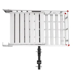 VEVOR Hitch Mount Wheelchair Carrier Height Adjustable, 500LBS Steel Mobility Scooter Carrier Cargo Basket with Double-Folding Ramp & Stabilizer Kit, Fit 2