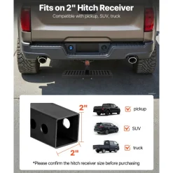 VEVOR Hitch Step for 2 Inch Receiver, Universal Rear Bumper Guard Protector with 350 LBS Load Capacity, Wide & Non-Slip Tow Hitch Step with Pin Kit and Stabilizer, Fit for Pickup, Trailer, Truck, SUV