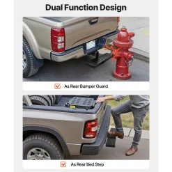 VEVOR Hitch Step for 2 Inch Receiver, Universal Rear Bumper Guard Protector with 350 LBS Load Capacity, Wide & Non-Slip Tow Hitch Step with Pin Kit and Stabilizer, Fit for Pickup, Trailer, Truck, SUV