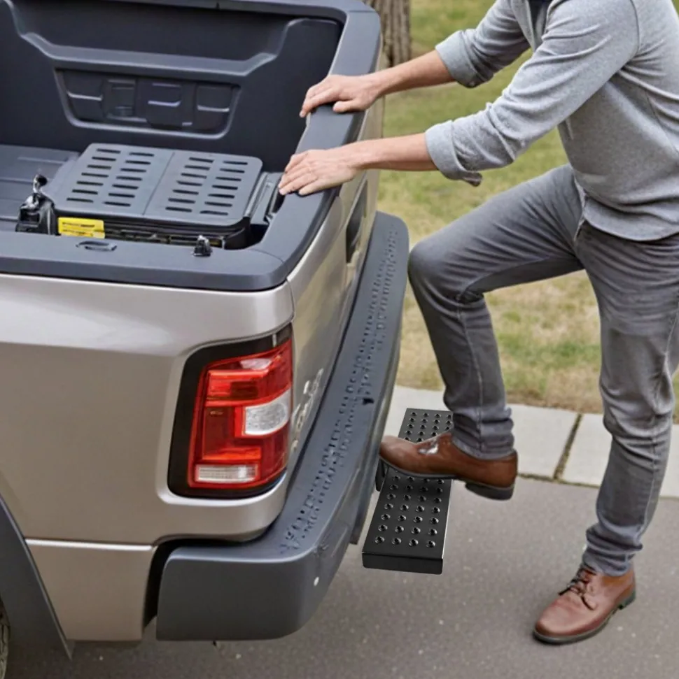VEVOR Hitch Step for 2 Inch Receiver, Universal Rear Bumper Guard Protector with 350 LBS Load Capacity, Wide & Non-Slip Tow Hitch Step with Pin Kit and Stabilizer, Fit for Pickup, Trailer, Truck, SUV