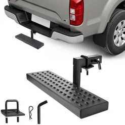 VEVOR Hitch Step for 2 Inch Receiver, Universal Rear Bumper Guard Protector with 350 LBS Load Capacity, Wide & Non-Slip Tow Hitch Step with Pin Kit and Stabilizer, Fit for Pickup, Trailer, Truck, SUV