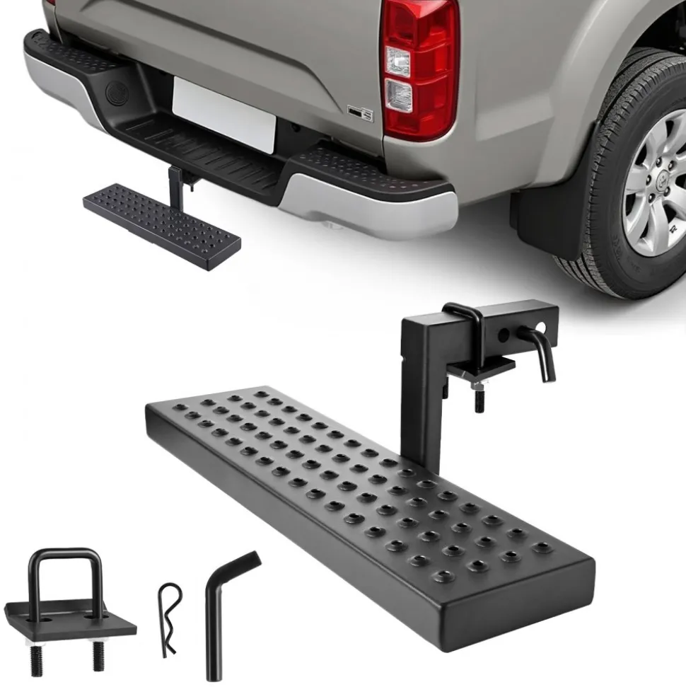VEVOR Hitch Step for 2 Inch Receiver, Universal Rear Bumper Guard Protector with 350 LBS Load Capacity, Wide & Non-Slip Tow Hitch Step with Pin Kit and Stabilizer, Fit for Pickup, Trailer, Truck, SUV