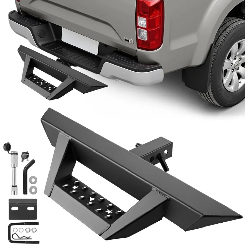 VEVOR Hitch Step for 2 Inch Receiver, Universal Rear Bumper Guard Protector with 300 LBS Load Capacity, Non-Slip Tow Hitch Step with Pin Lock and Stabilizer, Fit for Truck, SUV, Pickup, Trailer