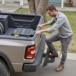 VEVOR Hitch Step for 2 Inch Receiver, Universal Rear Bumper Guard Protector with 300 LBS Load Capacity, Non-Slip Tow Hitch Step with Pin Lock and Stabilizer, Fit for Truck, SUV, Pickup, Trailer
