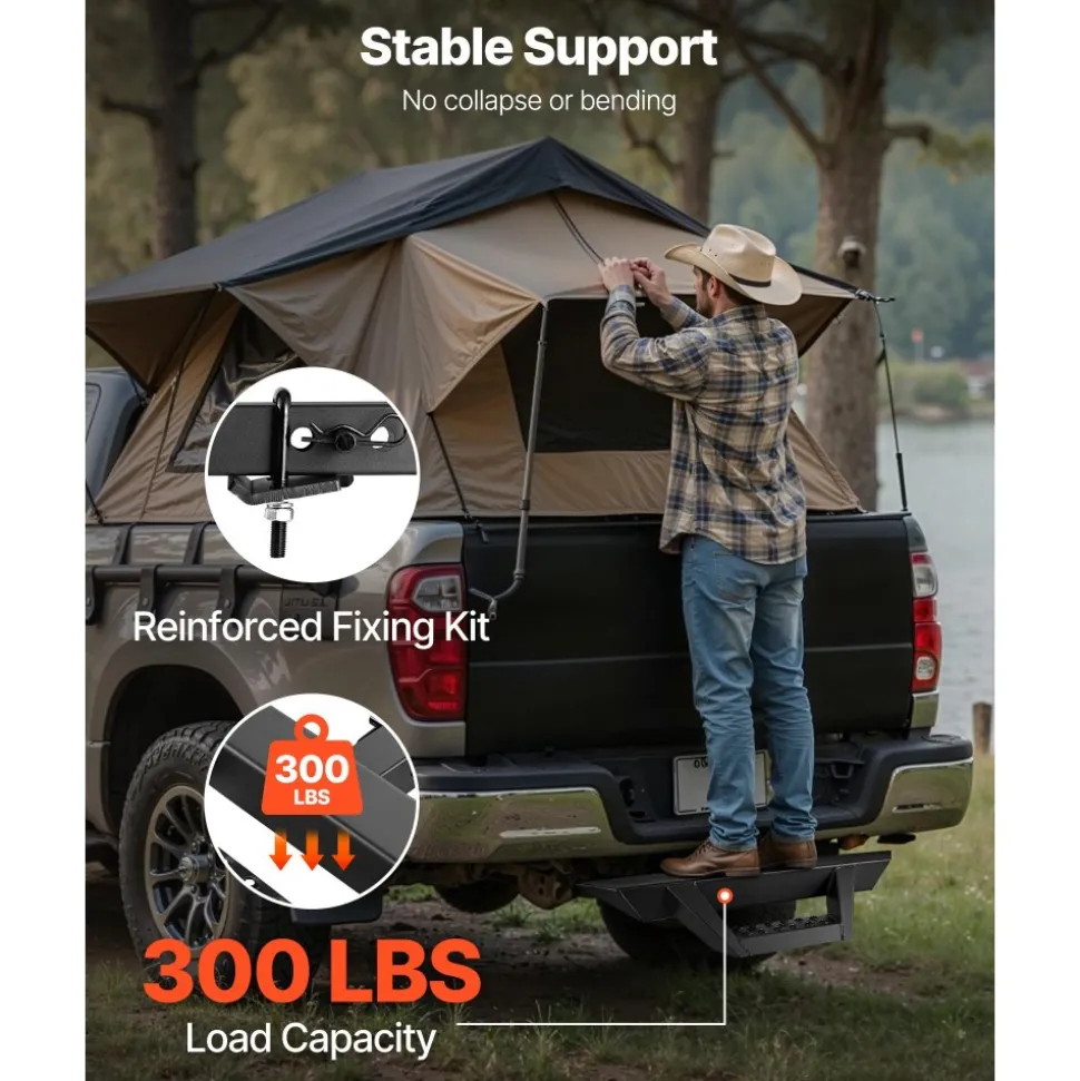 VEVOR Hitch Step for 2 Inch Receiver, Universal Rear Bumper Guard Protector with 300 LBS Load Capacity, Non-Slip Tow Hitch Step with Pin Lock and Stabilizer, Fit for Truck, SUV, Pickup, Trailer